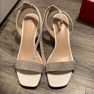 Kelly and Katie White Rhinestone Sparkle Micro Suede Heels Wedding
